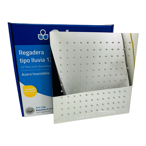 [10632] REGADERA PARA DUCHA TIPO LLUVIA CUADRADA 12" CROMADA GRIVEN