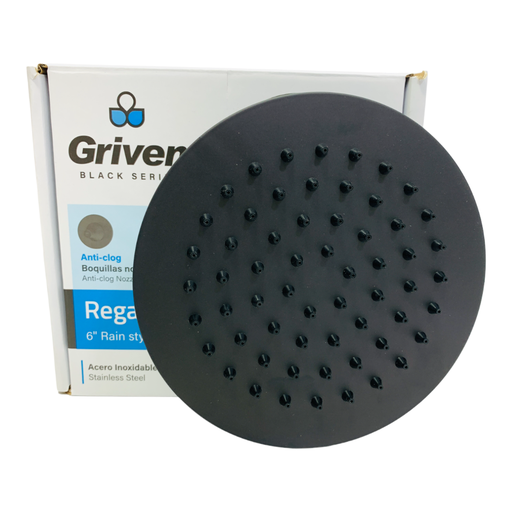 [10634] REGADERA PARA DUCHA TIPO LLUVIA REDONDA 6" GRIVEN BLACK