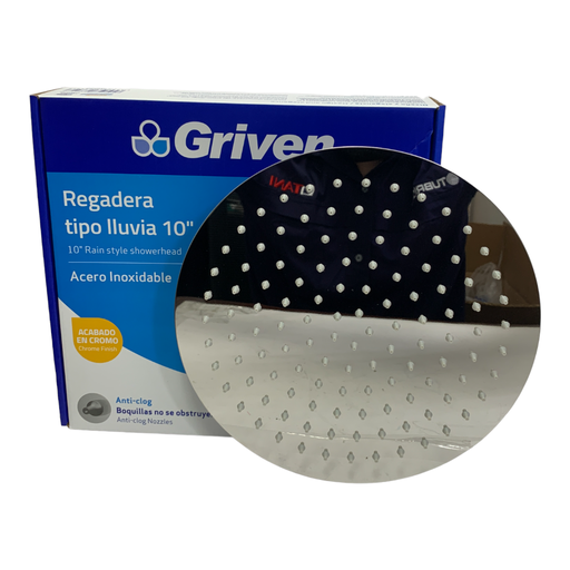 [10635] REGADERA PARA DUCHA TIPO LLUVIA REDONDA 10" CROMADA GRIVEN