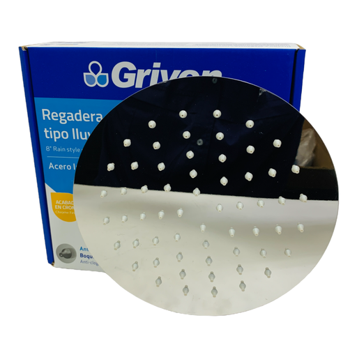 [10641] REGADERA PARA DUCHA TIPO LLUVIA REDONDA 8" CROMADA GRIVEN
