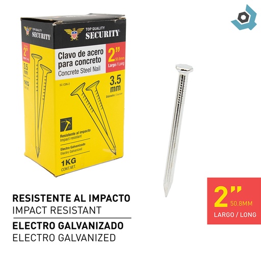 [10648] CLAVO DE ACERO PARA CONCRETO 2" SECURITY