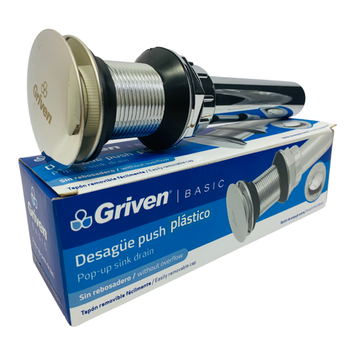 [10658] DESAGUE PUSH PLASTICO CROMADO SIN REBOSADERO GRIVEN BASIC