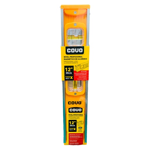 [10676] NIVEL PROFESIONAL MAGNETICO DE ALUMINIO 12" COVO