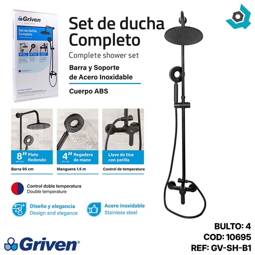 [10695] SET DE DUCHA COMPLETO GRIVEN BLACK