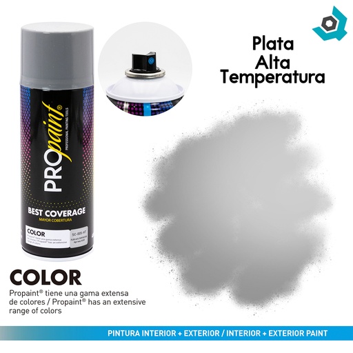 [10708] PINTURA EN SPRAY PLATA ALTA TEMPERATURA PRO PAINT