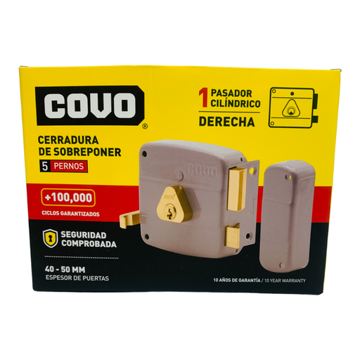 [10715] CERRADURA DE SOBREPONER DERECHO 1 PASADOR CILINDRICO COVO