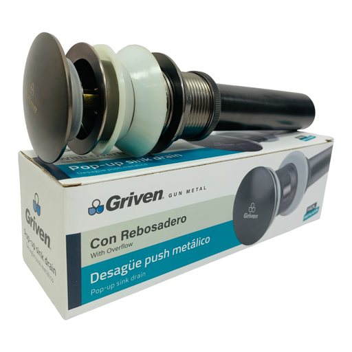 [10737] DESAGUE PUSH METALICO SIN REBOSADERO GRIS METALICO GRIVEN GUN METAL