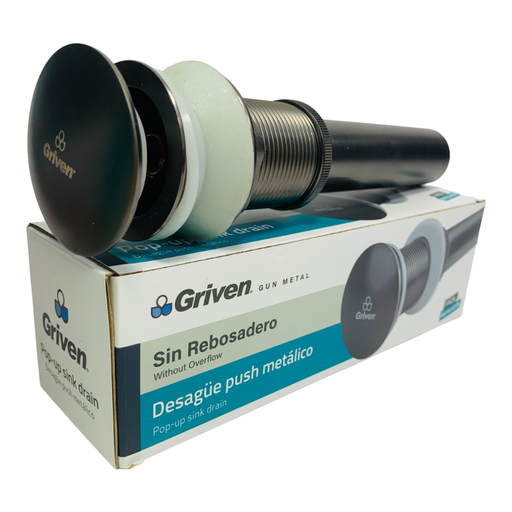 [10738] DESAGUE PUSH METALICO CON REBOSADERO GRIS METALICO GRIVEN GUN METAL