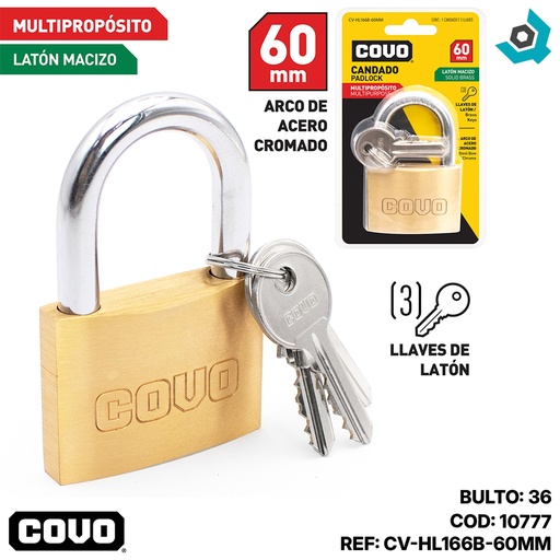 [10777] CANDADO 60MM MULTIPROPOSITO COVO
