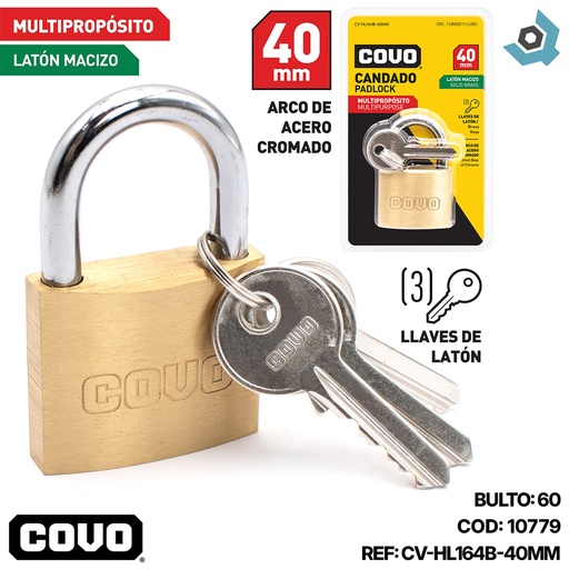 [10779] CANDADO 40MM MULTIPROPOSITO COVO