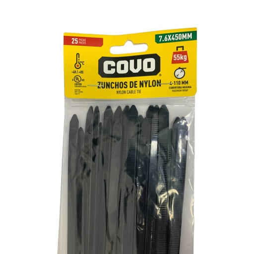 [10781] TIRRAJE NYLON NEGRO 7.6 X 450MM COVO