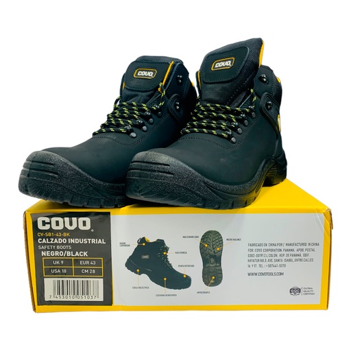[10791] BOTAS DE SEGURIDAD NEGRAS TALLA 43 COVO