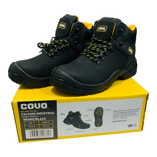[10794] BOTAS DE SEGURIDAD NEGRAS TALLA 41 COVO