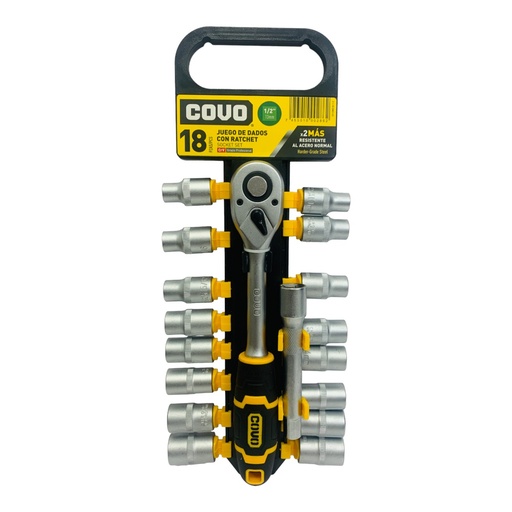 [10805] JUEGO DE DADOS CON RACHET 1/2" 18 PZA COVO