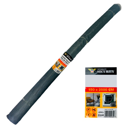 [10816] MALLA MOSQUITERO PANTALLA GRIS FIBRA DE VIDRIO 150 X 2500CM  SECURITY