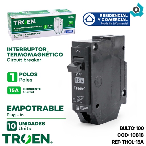 [10818] BREAKER PARA EMPOTRAR 15A TROEN