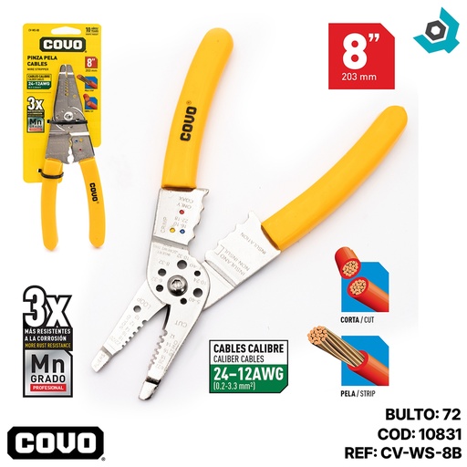 [10831] PINZA PELA CABLES 8" COVO