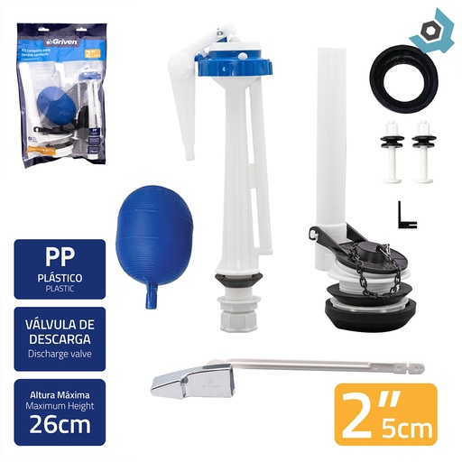 [10860] HERRAJE PARA W.C CON VALVULA DE DESCARGA GRIVEN