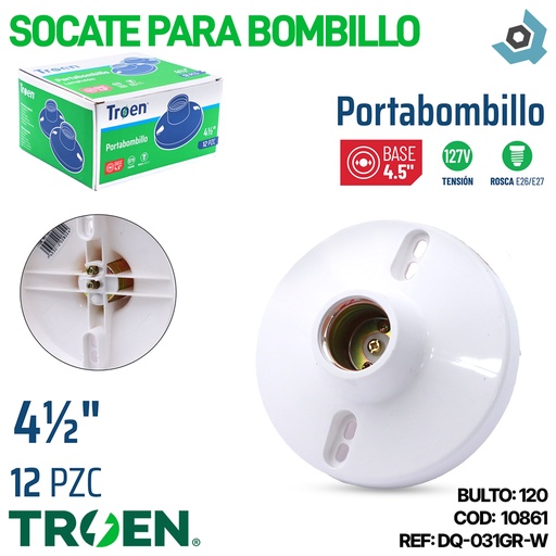 [10861] SOCATE PARA BOMBILLOS BLANCO TROEN