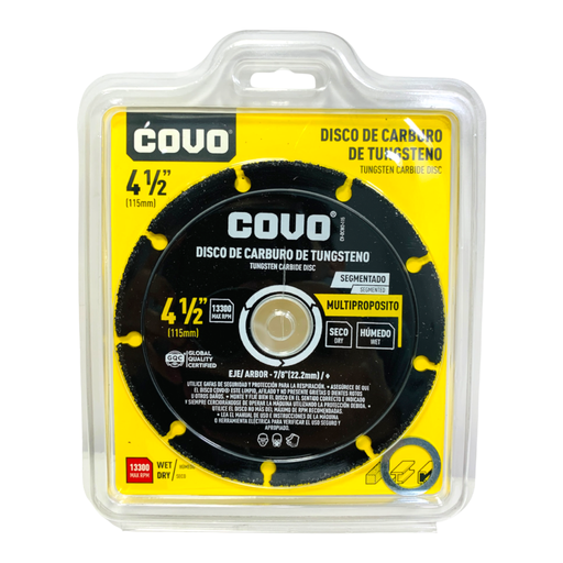 [10879] DISCO DE CARBURO DE TUNGSTENO 4 1/2" COVO