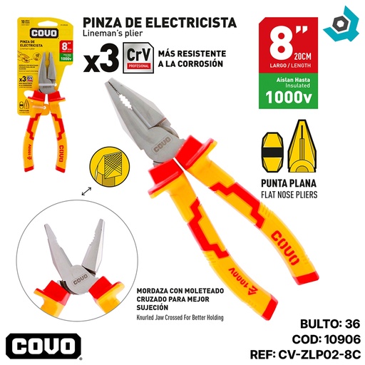[10906] PINZA DE ELECTRICISTA 8" COVO