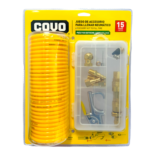[10913] KIT PARA LLENAR NEUMATICOS 15 PZAS COVO