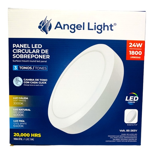 [10951] LAMPARA LED SUPERFICIAL REDONDA 24W 3 TONOS ANGEL LIGHT