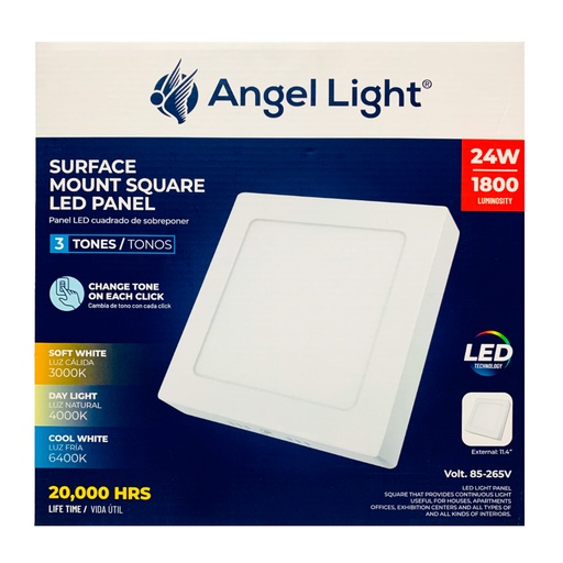 [10952] LAMPARA LED SUPERFICIAL CUADRADA 24W 3 TONOS ANGEL LIGHT
