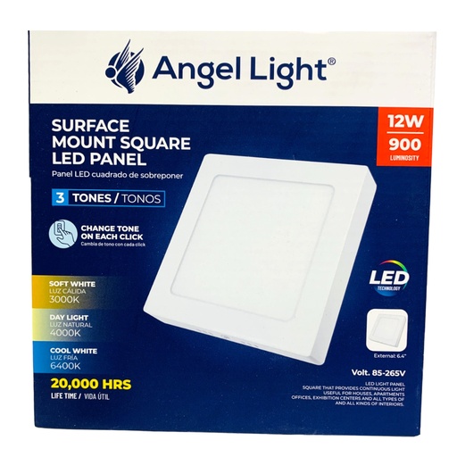 [10954] LAMPARA LED SUPERFICIAL CUADRADA 12W 3 TONOS ANGEL LIGHT