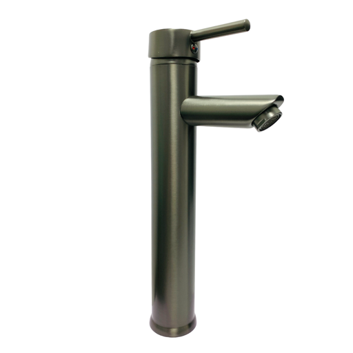 [10964] GRIFERIA PARA LAVAMANOS MONOMANDO CUELLO ALTO GRIS METALICO GRIVEN GUN METAL