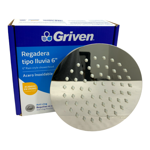 [10967] REGADERA PARA DUCHA TIPO LLUVIA REDONDA 6" CROMADA GRIVEN