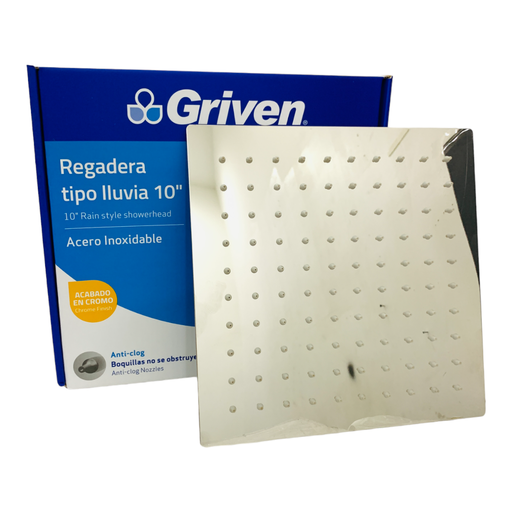 [10976] REGADERA PARA DUCHA TIPO LLUVIA CUADRADA 10" CROMADA GRIVEN