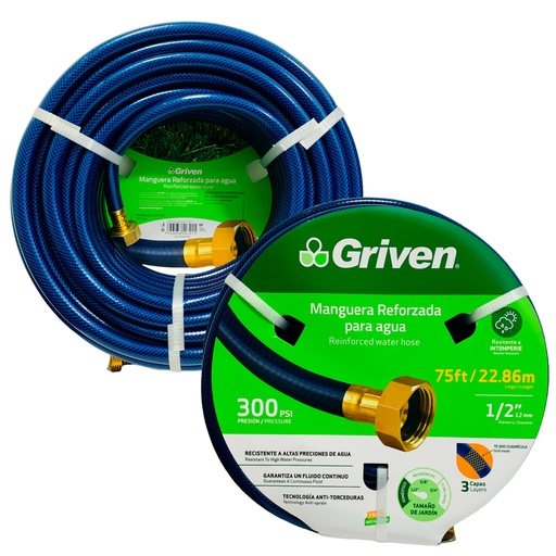 [10978] MANGUERA 1/2" DE JARDINERIA REFORZADA 22.86 METROS GRIVEN