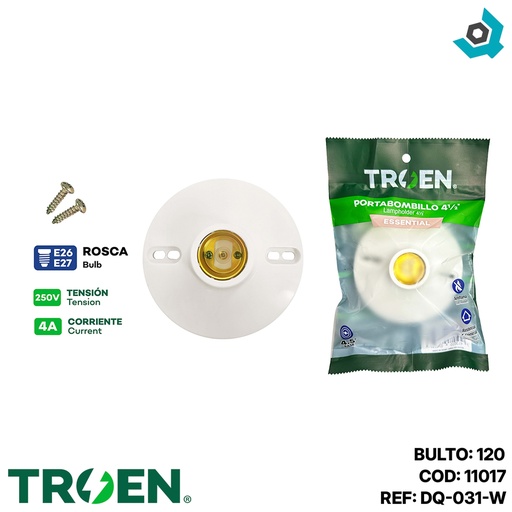 [11017] SOCATE PARA BOMBILLO COLOR BLANCO TROEN