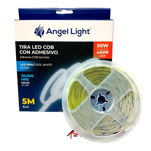 [11018] TIRA DE LUZ LED CONTINUA CON ADHESIVO LUZ FRIA 6400K 50W 5 METROS ANGEL LIGHT