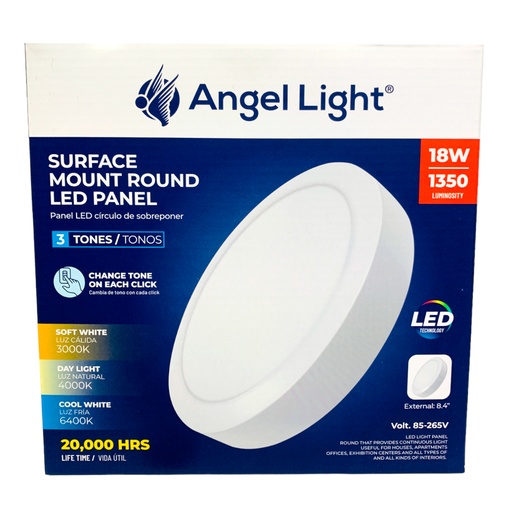 [11019] LAMPARA LED SUPERFICIAL REDONDA 18W 3 TONOS ANGEL LIGHT