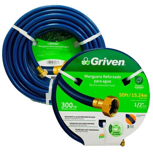 [11022] MANGUERA 1/2" DE JARDINERIA REFORZADA 15.24 METROS GRIVEN
