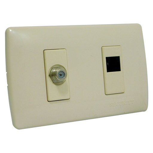 [3847] CONECTOR PARA TELEVISOR Y TELEFONO BEIGE SECURITY