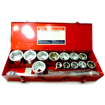 [5531] JUEGO DE 15 PIEZAS DADOS CORTOS 6 PUNTAS SAE 3/4  GS-615S GENIUS