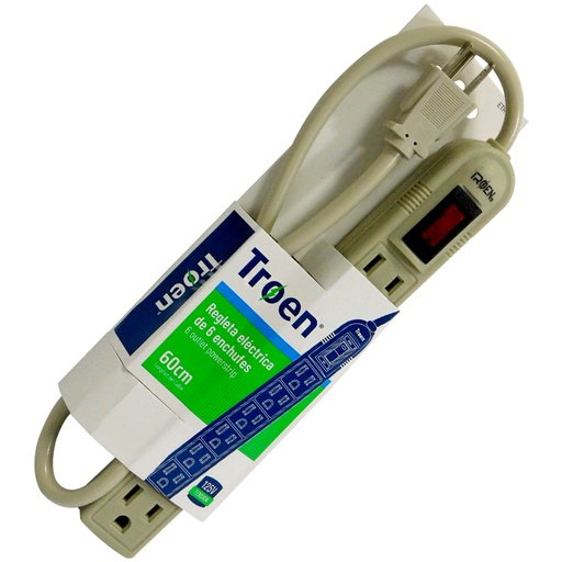 [5717] REGLETA ELECTRICA 6 TOMAS 60CM TROEN