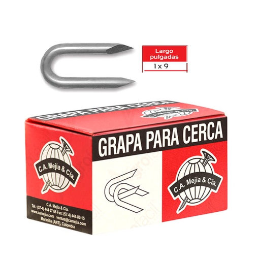 [6301] GRAPA PARA CERCA 1" X 9 MEJIA