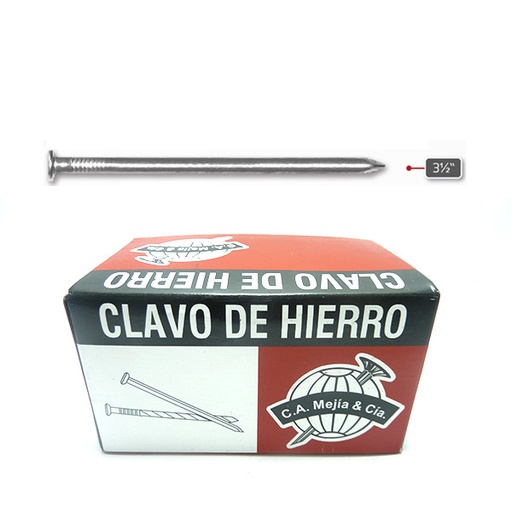 [6475] CLAVO DE HIERRO 3 1/2" X 4,30MM CALIBRE 8 (50X500GR) MEJIA