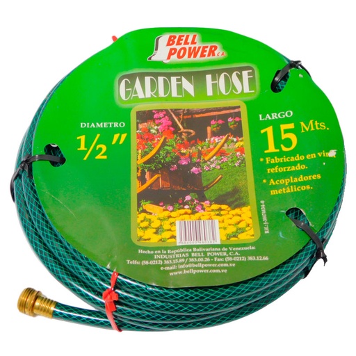 [7105] MANGUERA 1/2" X 15MTS CON CONEXION BRONCE BELL POWER