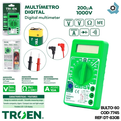 [7445] PROBADOR DE VOLTAJE DIGITAL TROEN