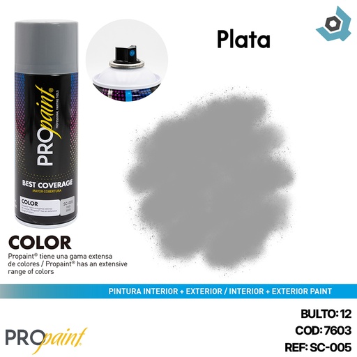 [7603] PINTURA EN SPRAY PLATEADO PRO PAINT