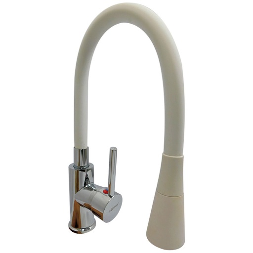 [7612] GRIFERIA PARA FREGADERO MONOMANDO FLEXIBLE BLANCO GRIVEN