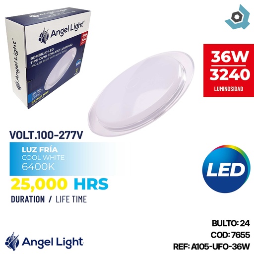 [7655] LAMPARA LED REDONDA 36W MULTIVOLTAJE ANGEL LIGHT