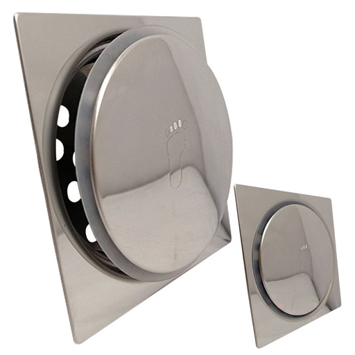 [7733] DESAGUE DE PISO 4" X 4" PUSH ACERO INOXIDABLE GRIVEN