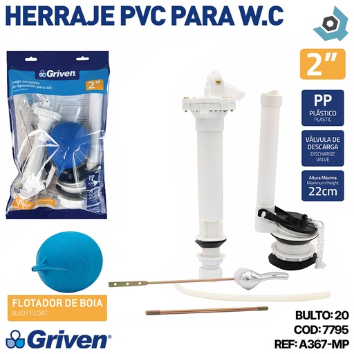 [7795] HERRAJE PVC PARA W.C GRIVEN