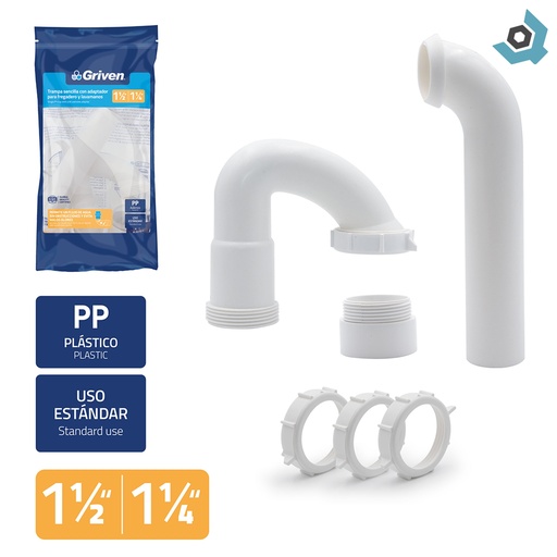[7799] SIFON PARA FREGADERO O LAVAMANOS 1 1/2" - 1 1/4" GRIVEN